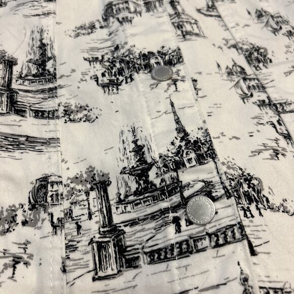 NWT White Black Paris City Print Charter Club Denim Jacket Button Front Sz XXL - Picture 6 of 11